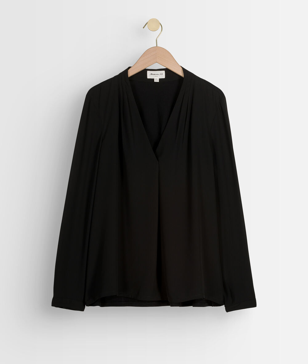 Davina black two-fabric blouse noir.