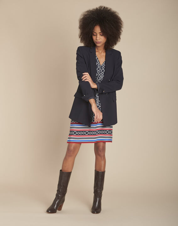 Ilissa navy printed and belted dress PhotoZ | 1-2-3