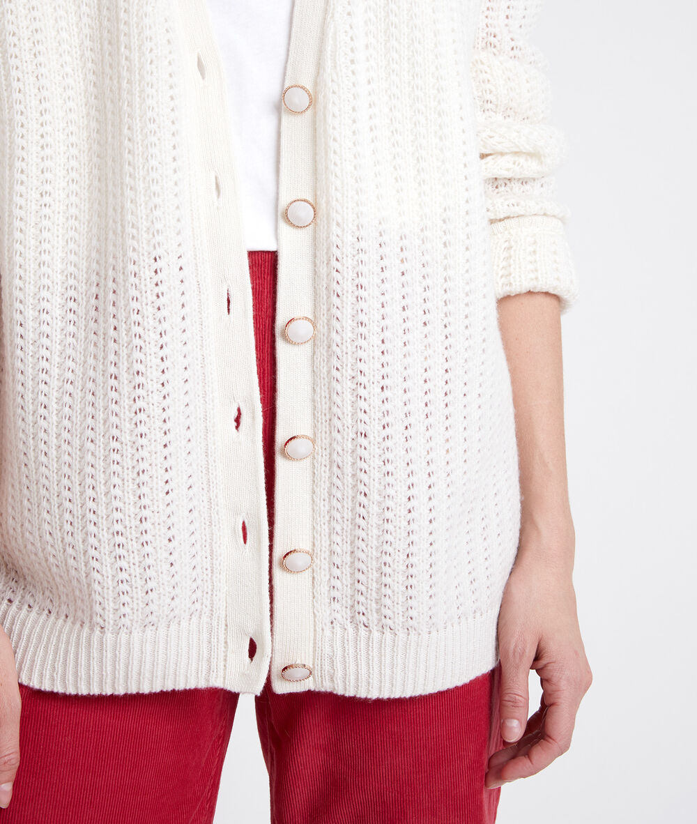 Andrea cream decorative knit cardigan creme.