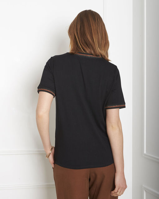 Proove black t-shirt with ribbon details black.