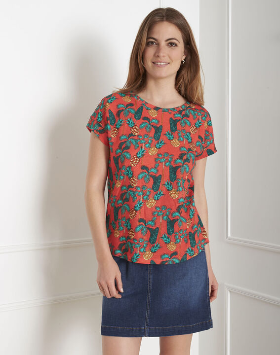 Pineapple red T-shirt with pineapple print | 1-2-3 Pineapple red T-shirt with pineapple print PhotoZ | 1-2-3