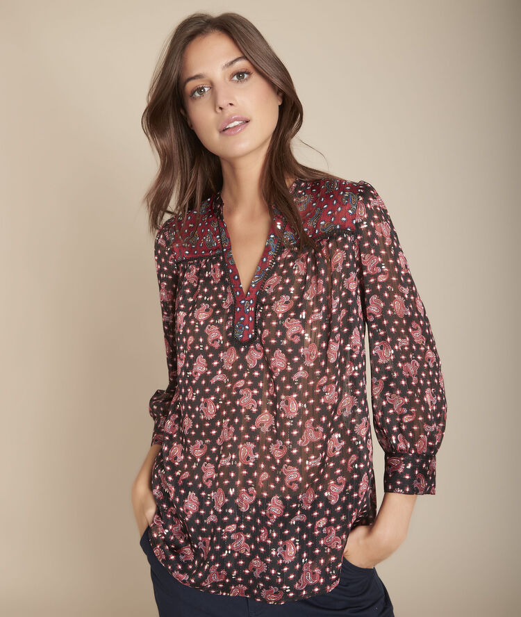 Menora printed lurex blouse black.