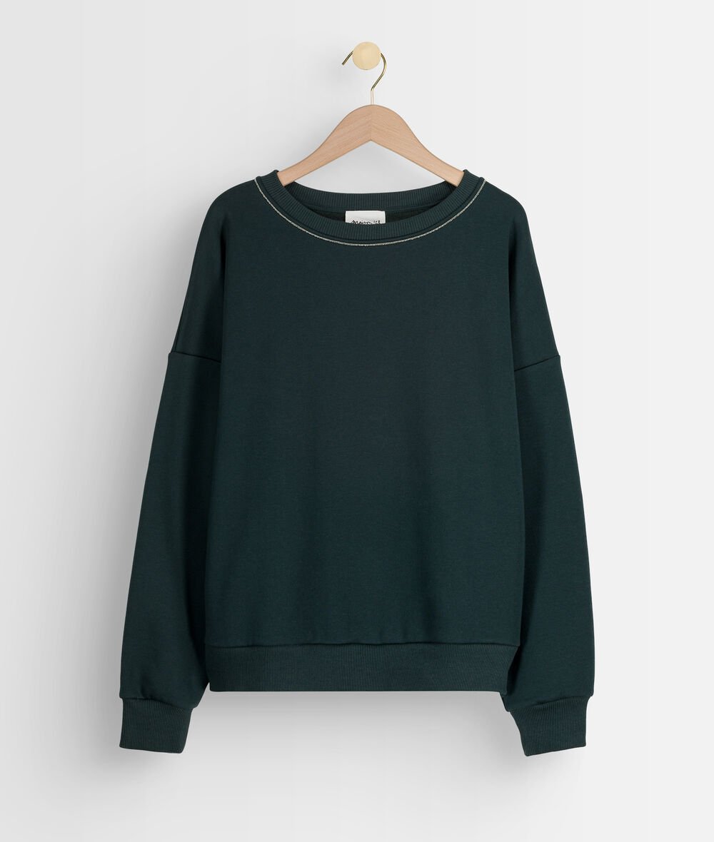 Mateo green cotton sweatshirt with jewelled collar PhotoZ | 1-2-3