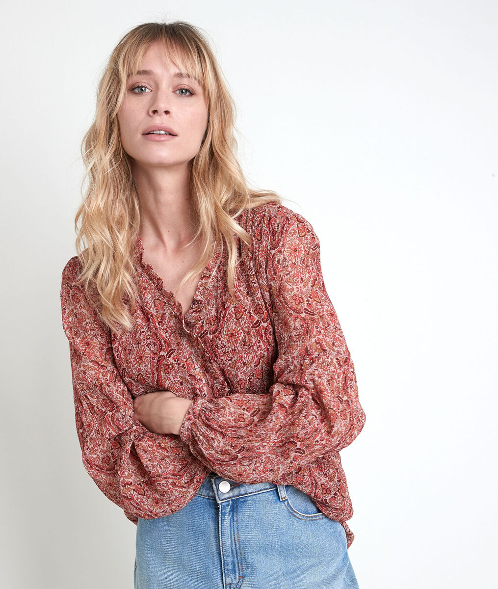 Tollya beige print blouse | 1-2-3 Tollya beige print blouse PhotoZ | 1-2-3