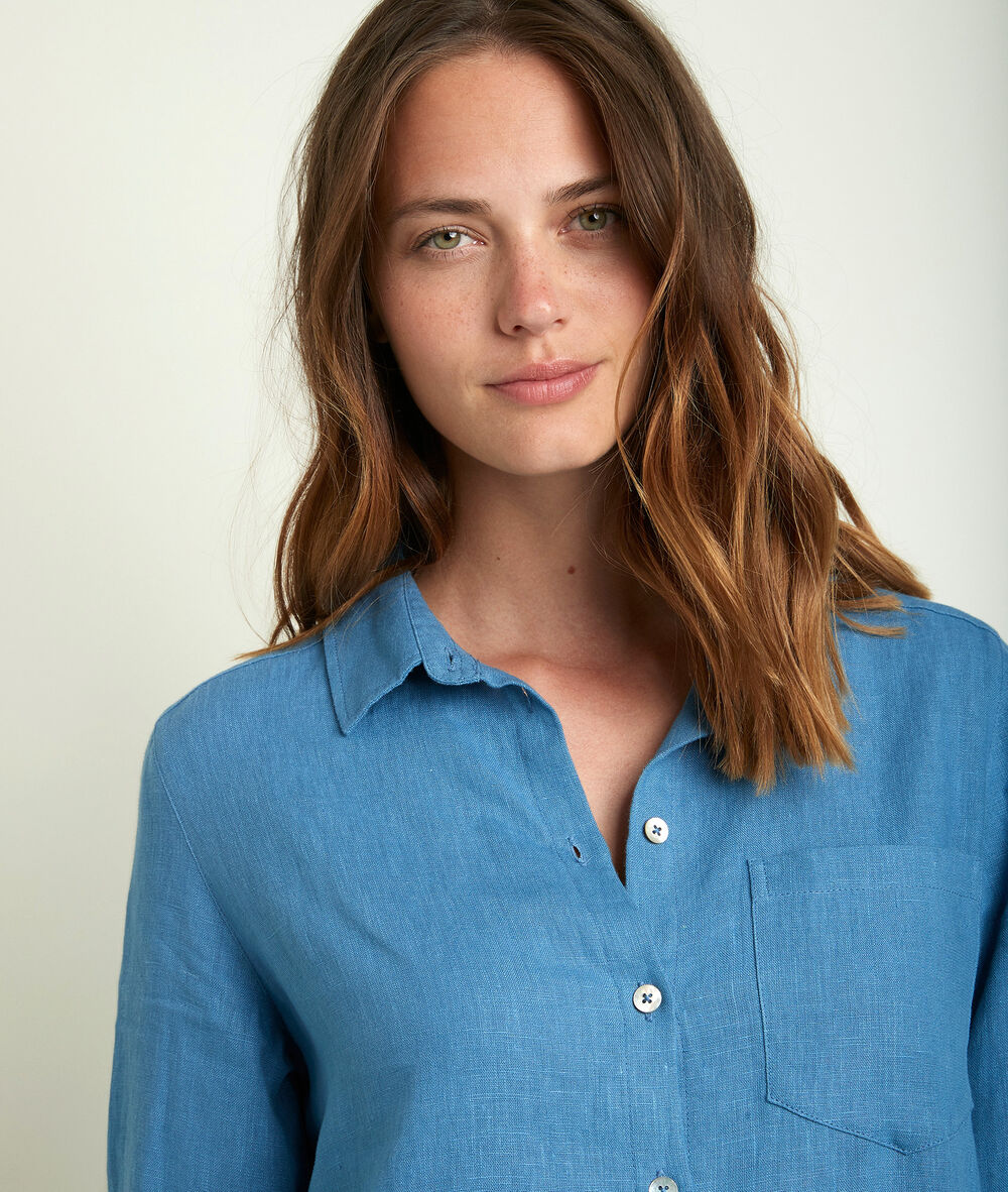 C&eacute;line linen shirt dress lavendar.