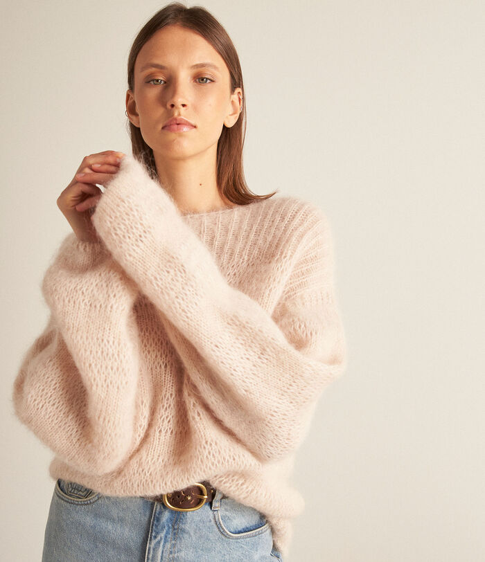 Blanche powder pink openwork knit pullover