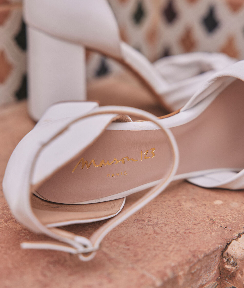 Vic white leather high-heeled sandals PhotoZ | 1-2-3