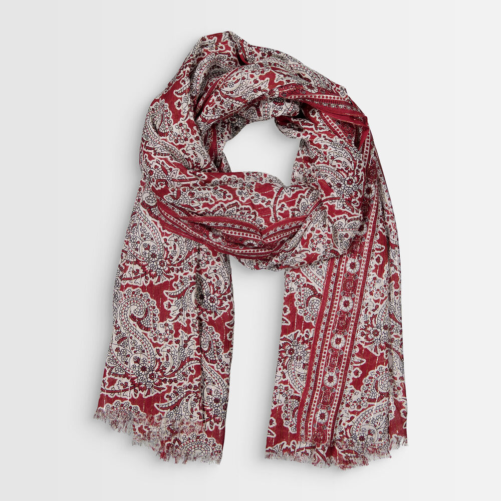 Bianca red cashmere printed scarf bourgogne.