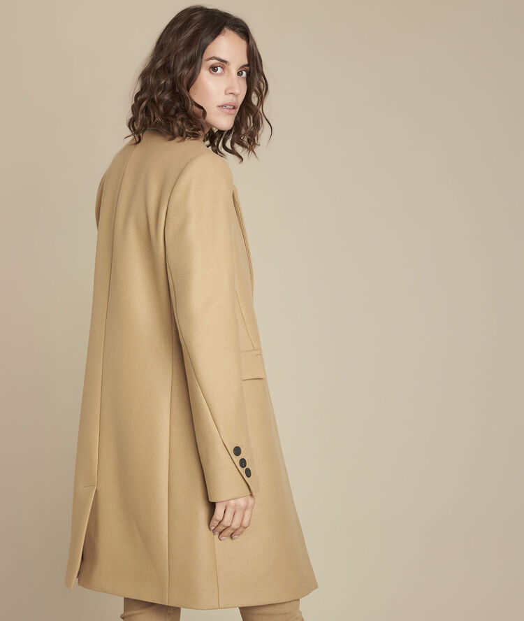 Plume beige wool-rich coat buttercup.