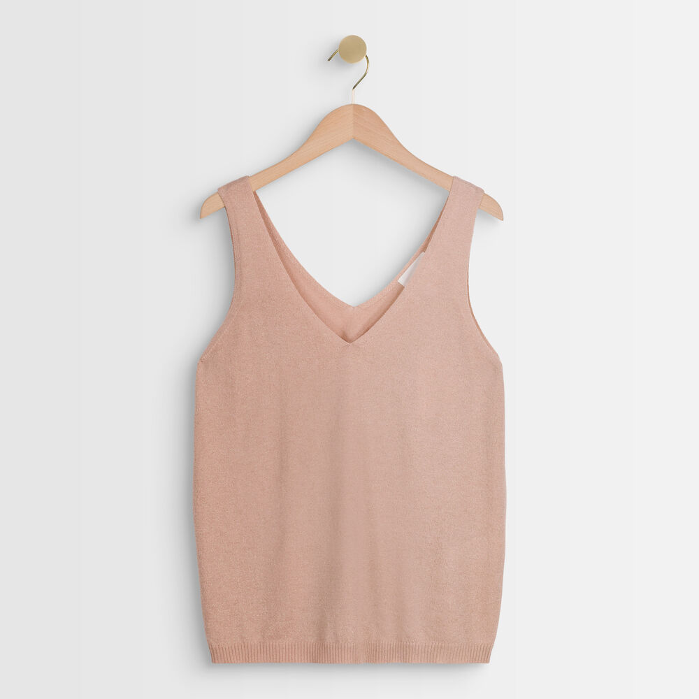 Alizée powder-coloured knitted vest top poudre.
