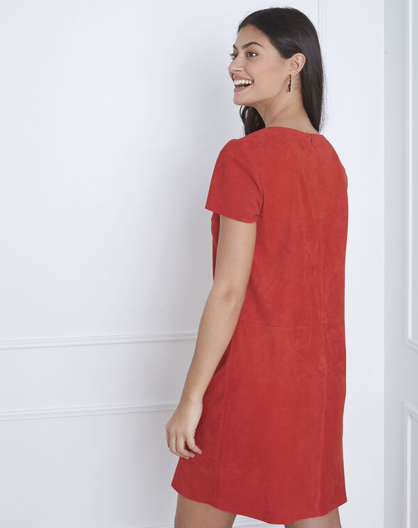 Linette red suede dress geranium.