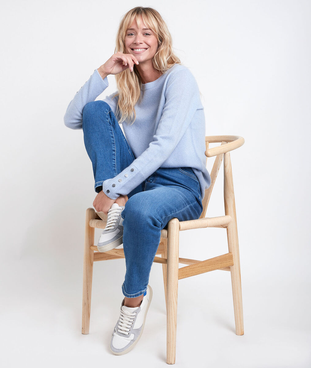 River blue cashmere pullover | 1-2-3 River blue cashmere pullover PhotoZ | 1-2-3