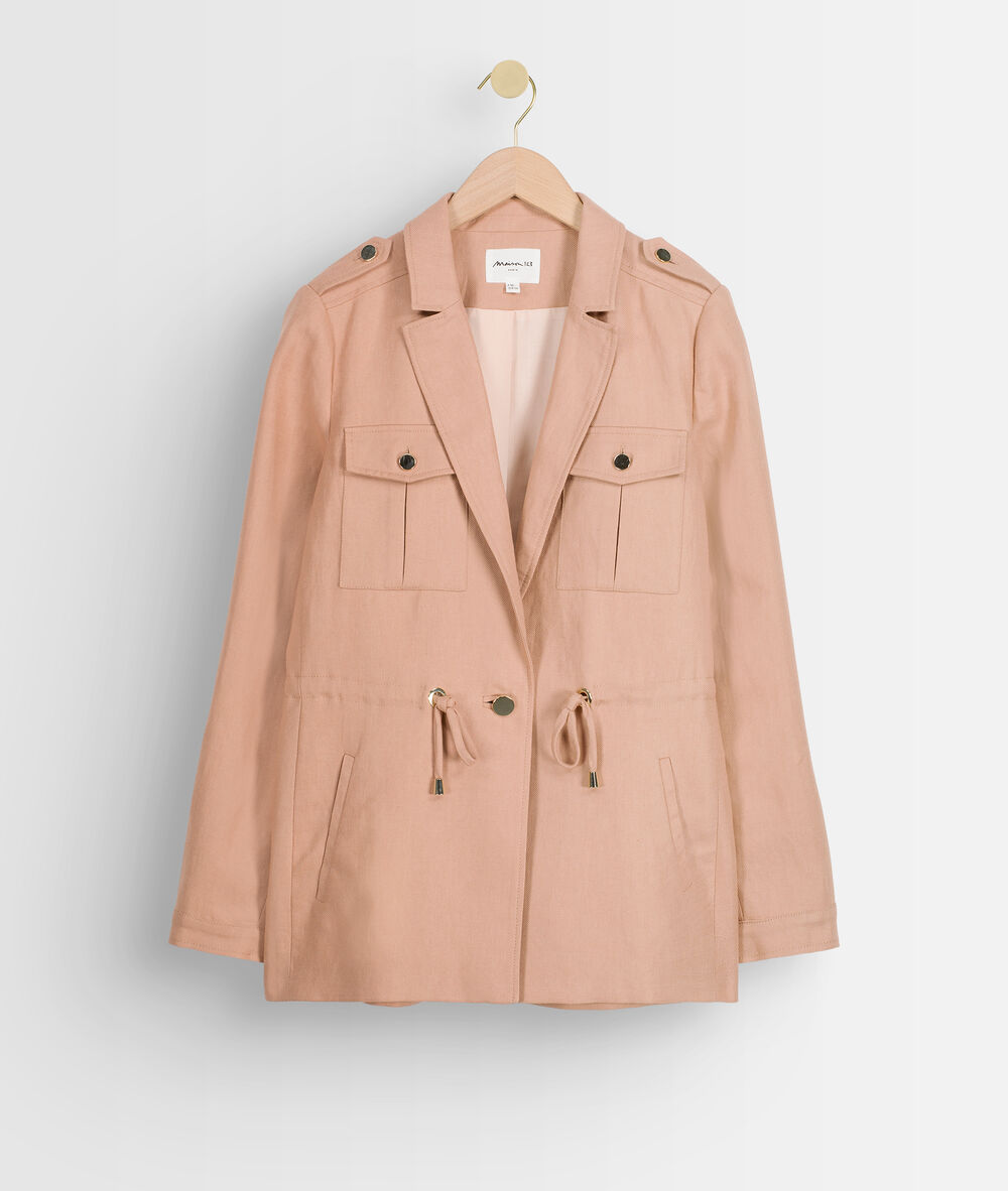 Tulle powder pink linen jacket blush.