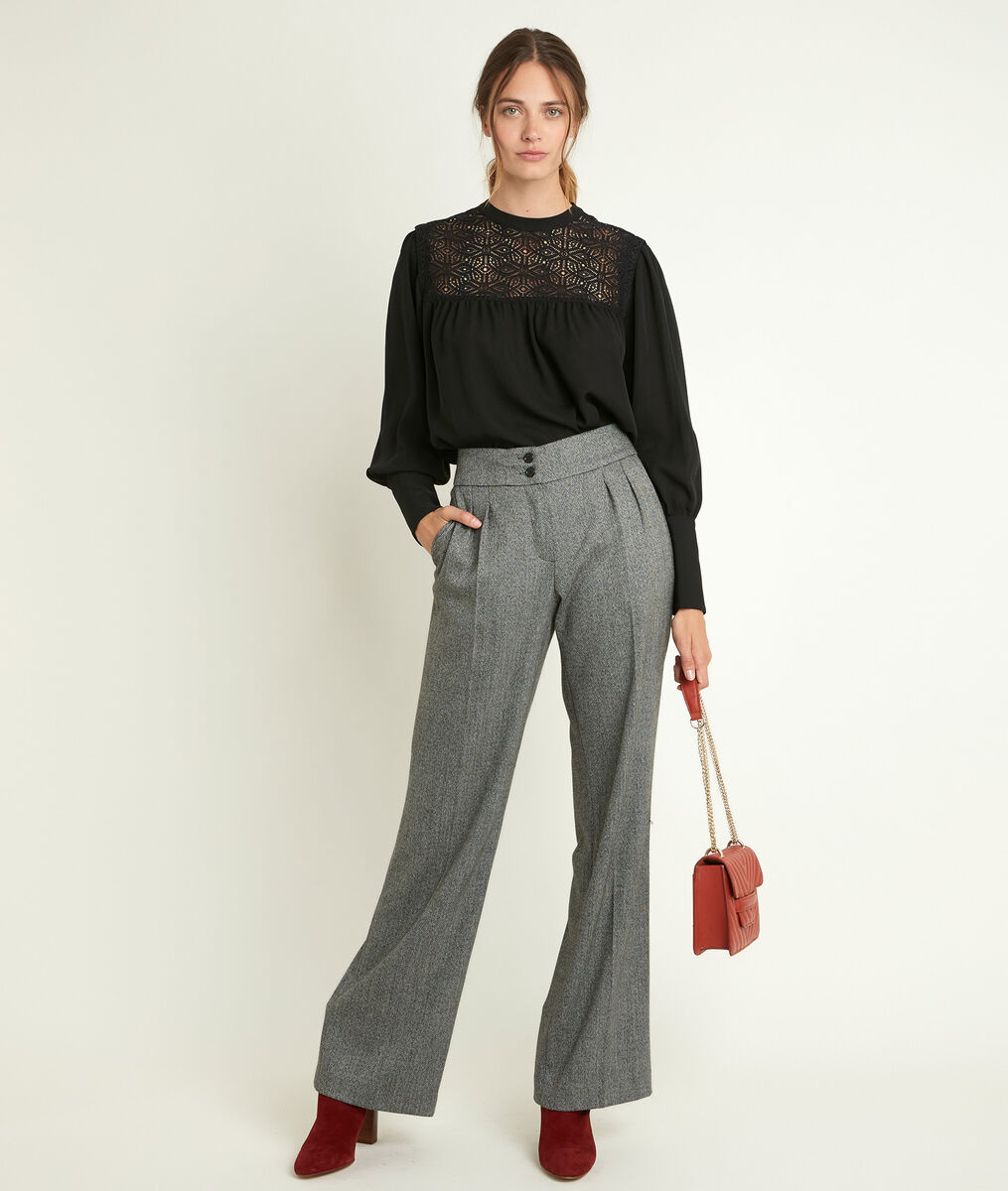 Malo wide-legged herringbone trousers | 1-2-3 Malo wide-legged herringbone trousers PhotoZ | 1-2-3