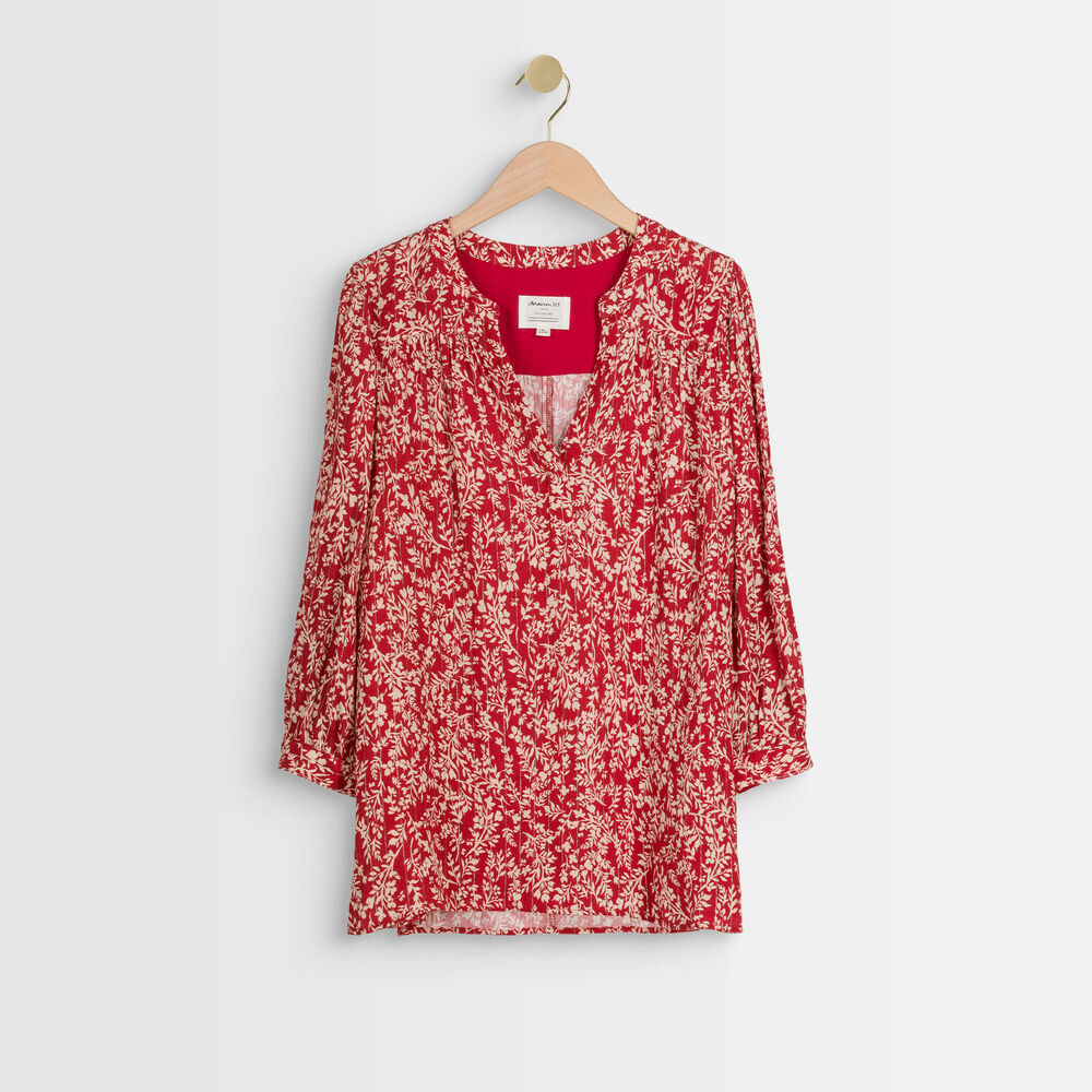 Elsa red floral printed blouse bourgogne.