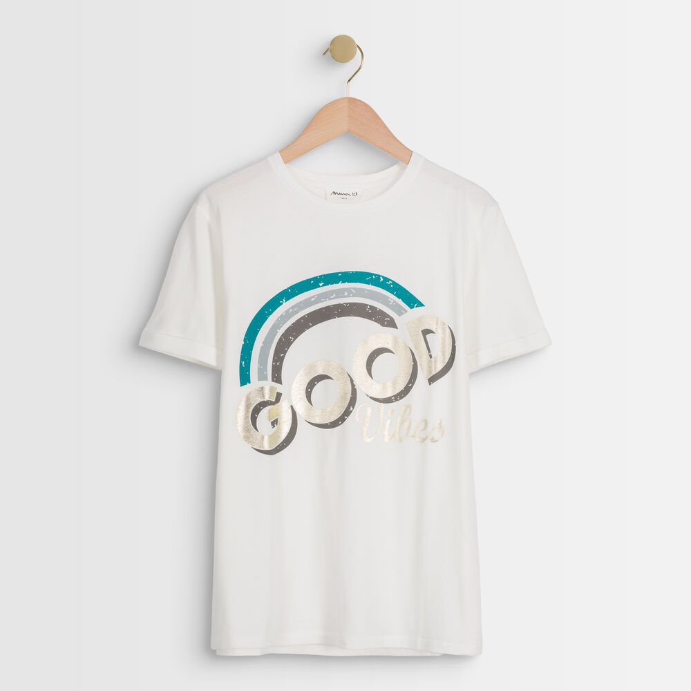 Irock white screen-printed t-shirt blanc.