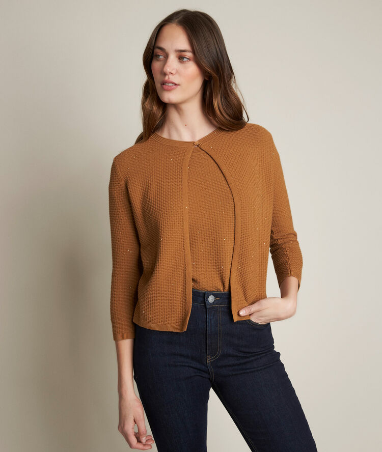David tobacco cardigan with sequins  guava.