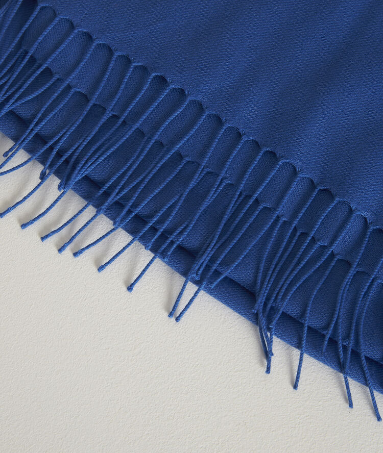 Fossette indigo fringed scarf light duck egg blue.