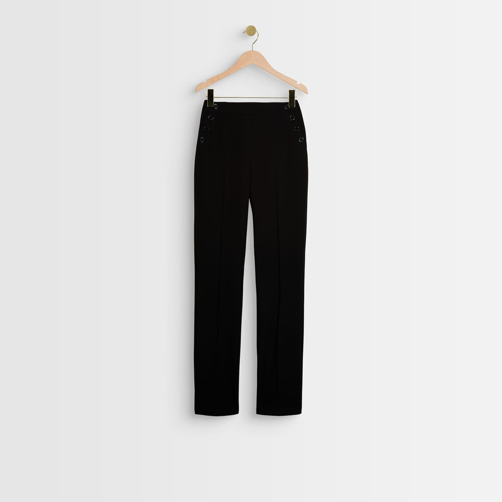 Melie straight leg microfibre trousers noir.