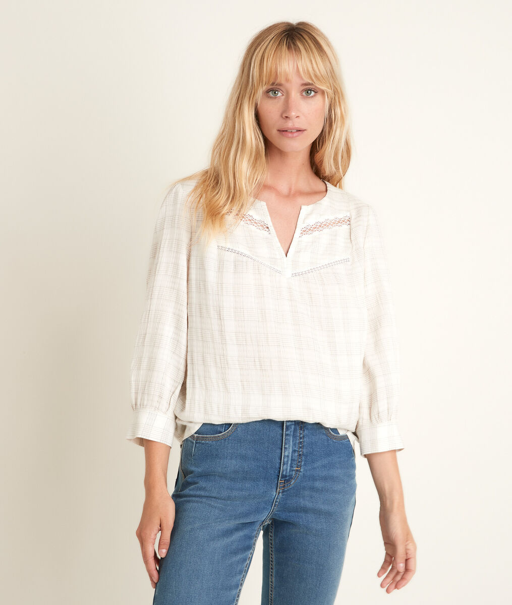 Juan printed check blouse | 1-2-3 Juan printed check blouse PhotoZ | 1-2-3