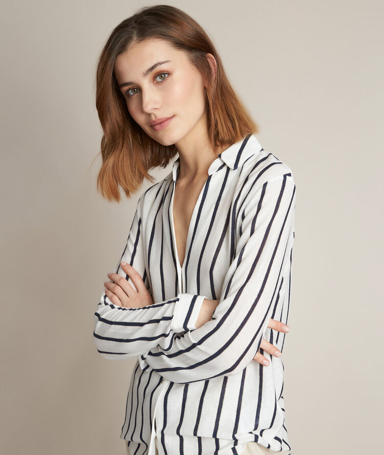 T-shirt en lin ray&eacute; riley navy blue.