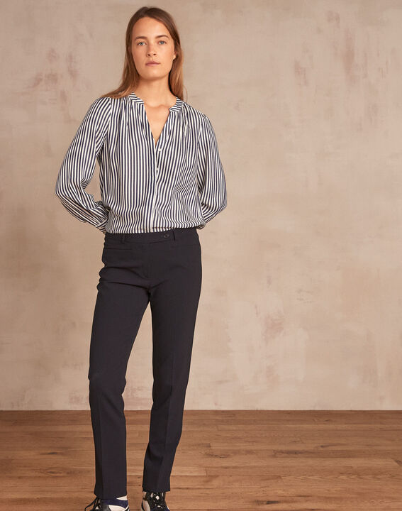 Valero navy microfibre cigarette trousers | 1-2-3 Valero navy microfibre cigarette trousers PhotoZ | 1-2-3