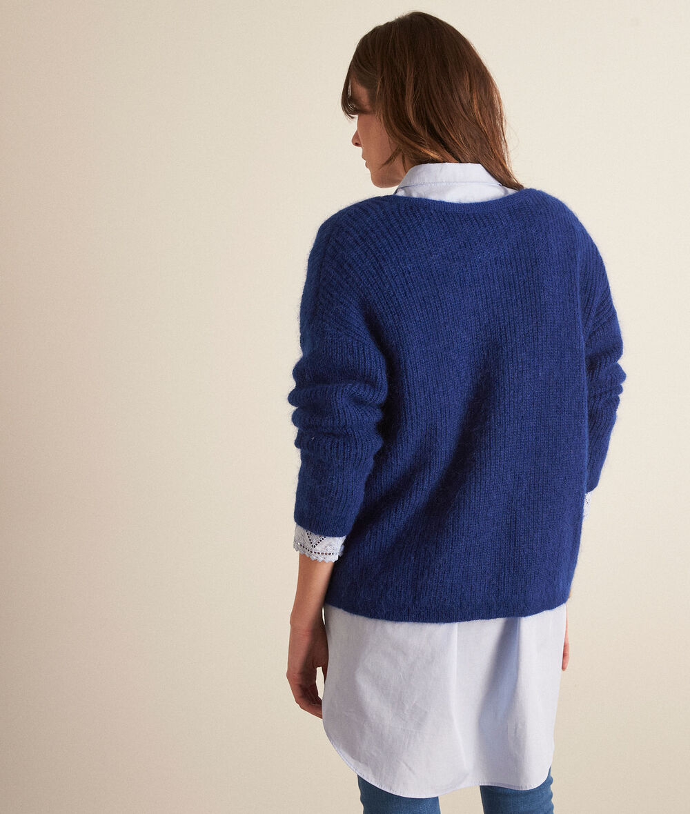 Paddy blue polyamide, wool and mohair cardigan PhotoZ | 1-2-3