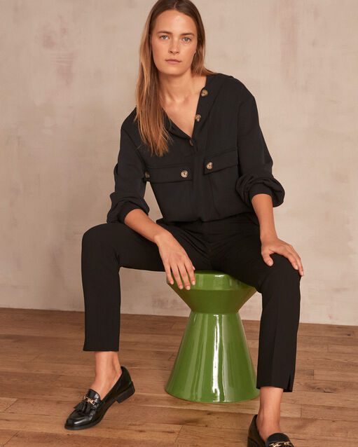 Valero black microfibre cigarette trousers (2) - Maison 123