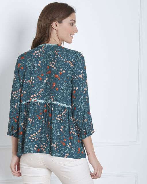 Vinter green floral print blouse teal.