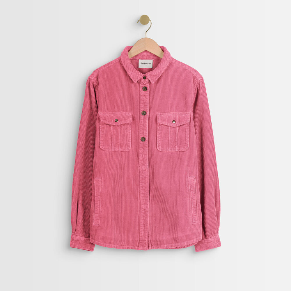 Perle pink corduroy over-shirt rose.