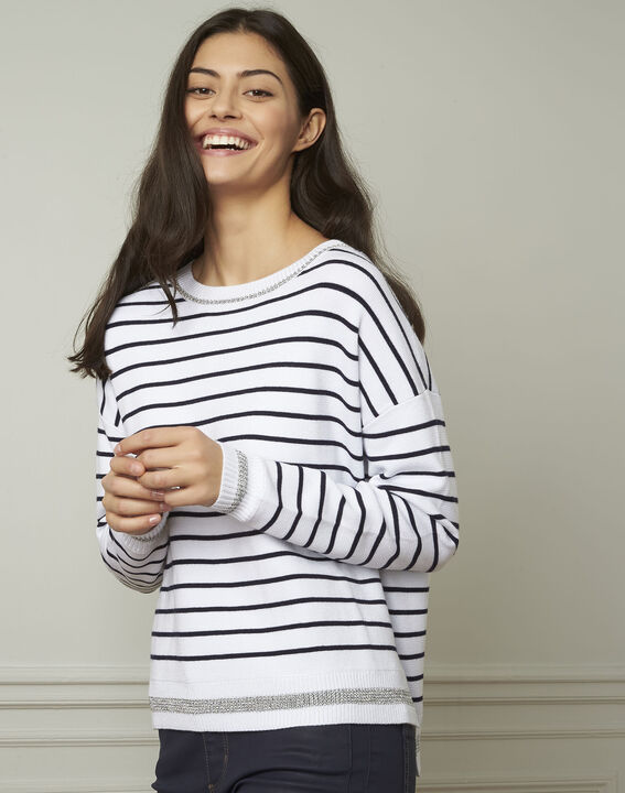 Archipel white striped viscose blend pullover | 1-2-3 Archipel white striped viscose blend pullover PhotoZ | 1-2-3