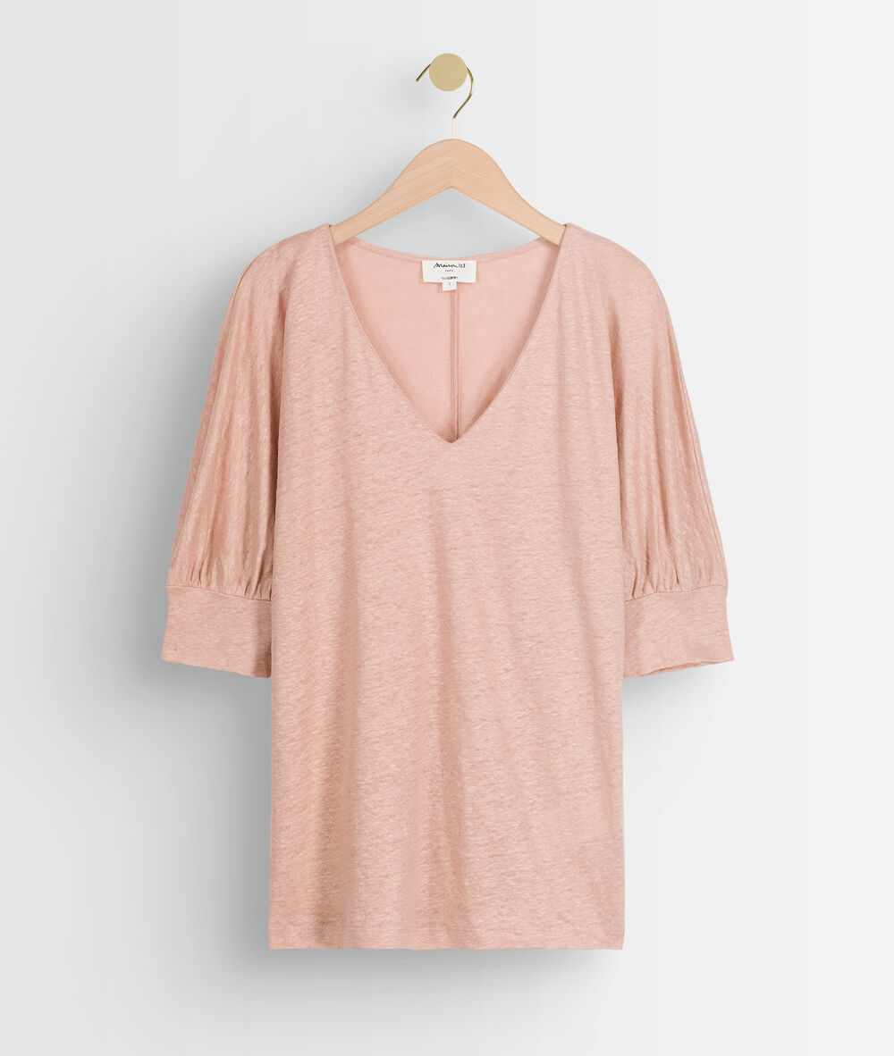 Illusion peach linen t-shirt peche.