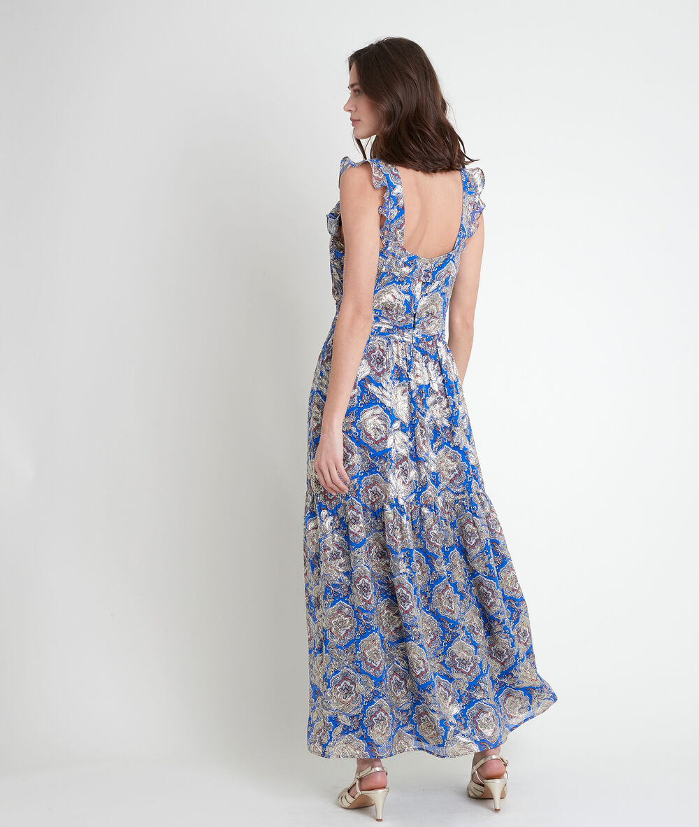 Marie printed lurex maxi dress myosotis.