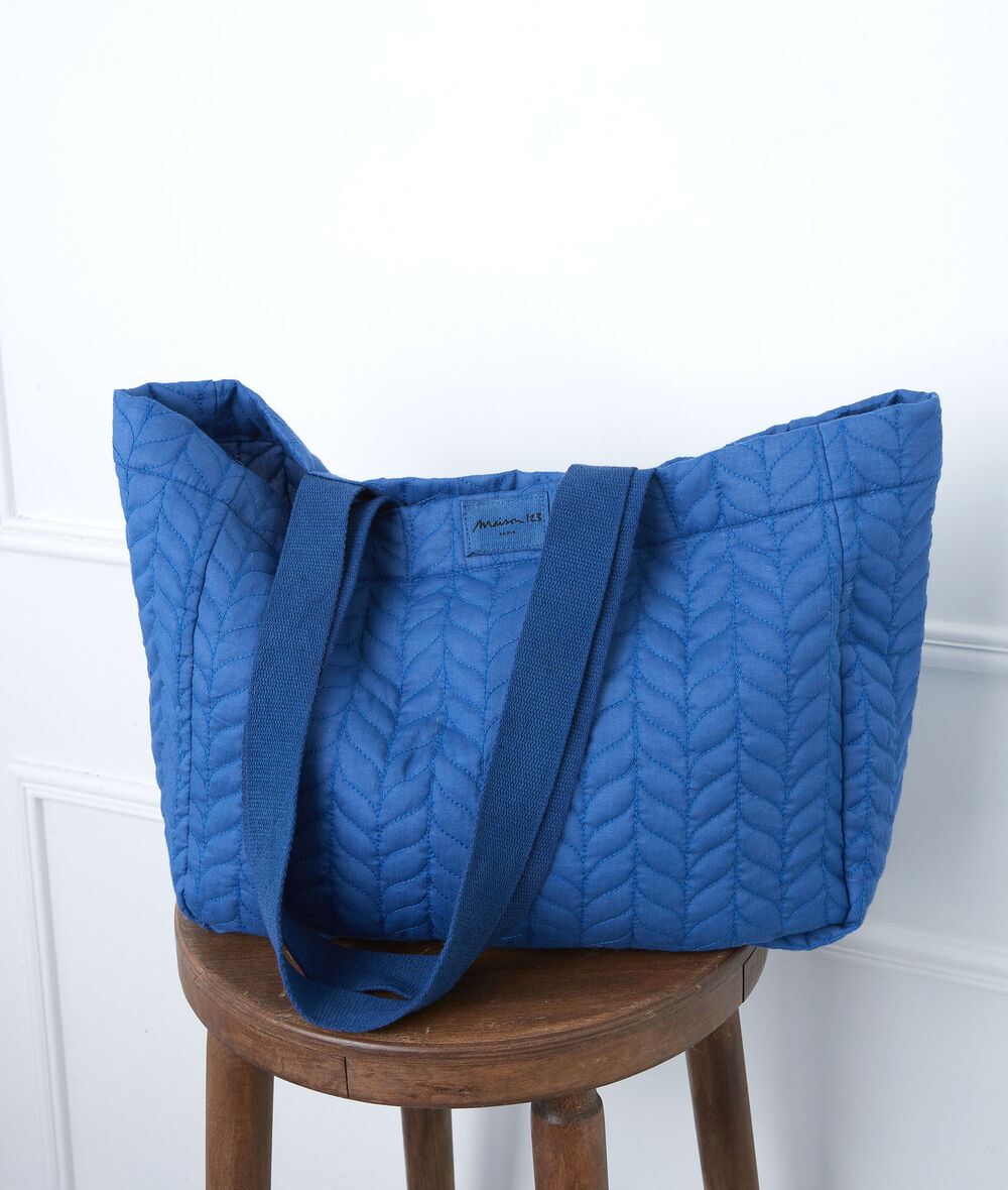 David navy quilted cotton tote bag PhotoZ | 1-2-3