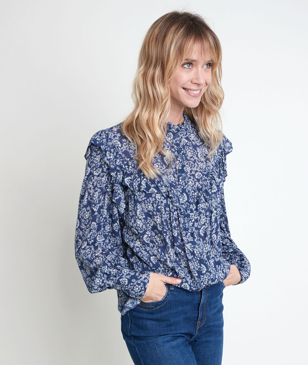 Themis navy print blouse | 1-2-3 Themis navy print blouse PhotoZ | 1-2-3