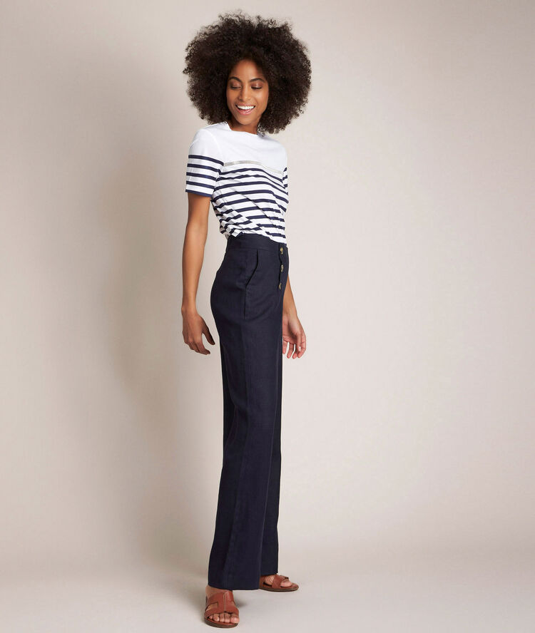 Raphael navy striped t-shirt violet.