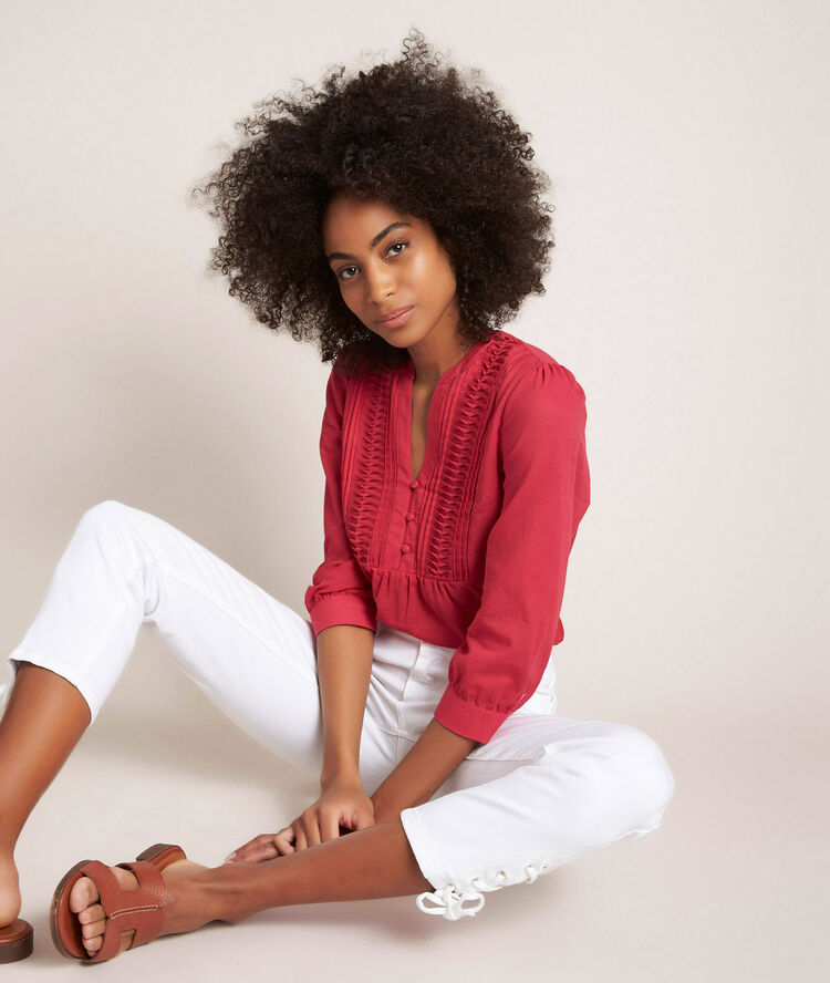 Elodie cotton blouse dark fuscia.