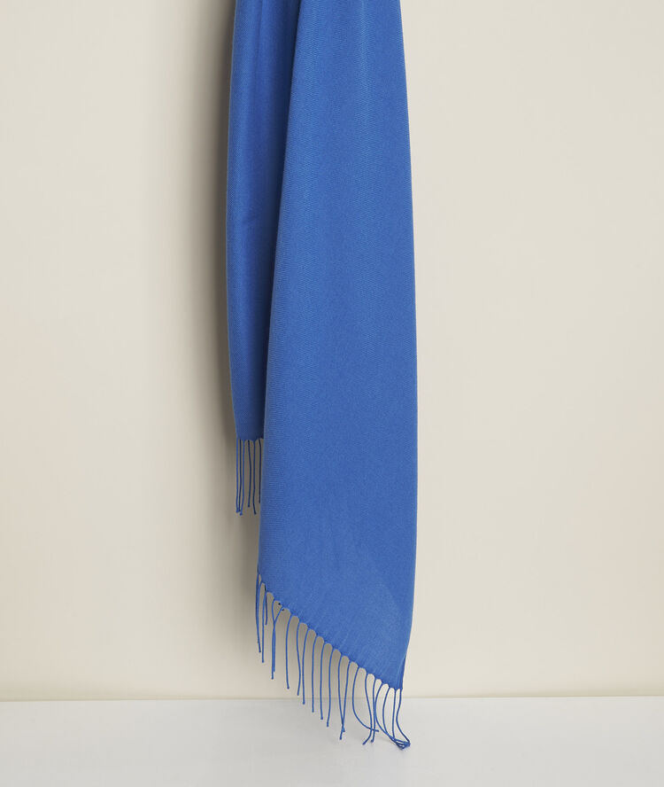 Fossette indigo fringed scarf light duck egg blue.
