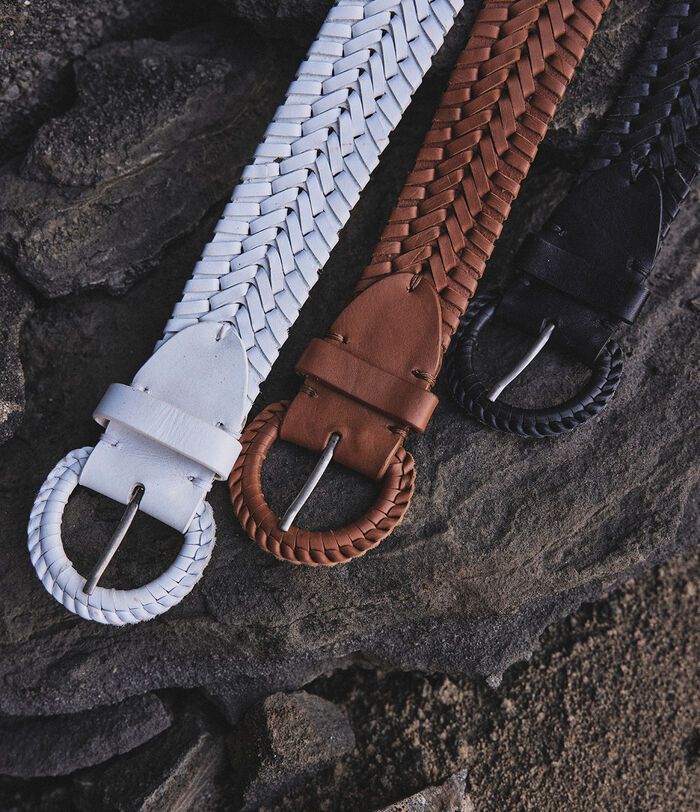 Bella white braided leather belt PhotoZ | 1-2-3