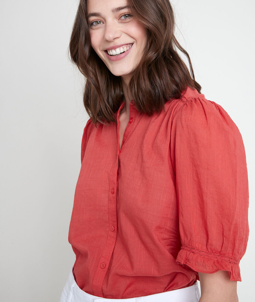 Tal guava-coloured cotton blouse goyave.