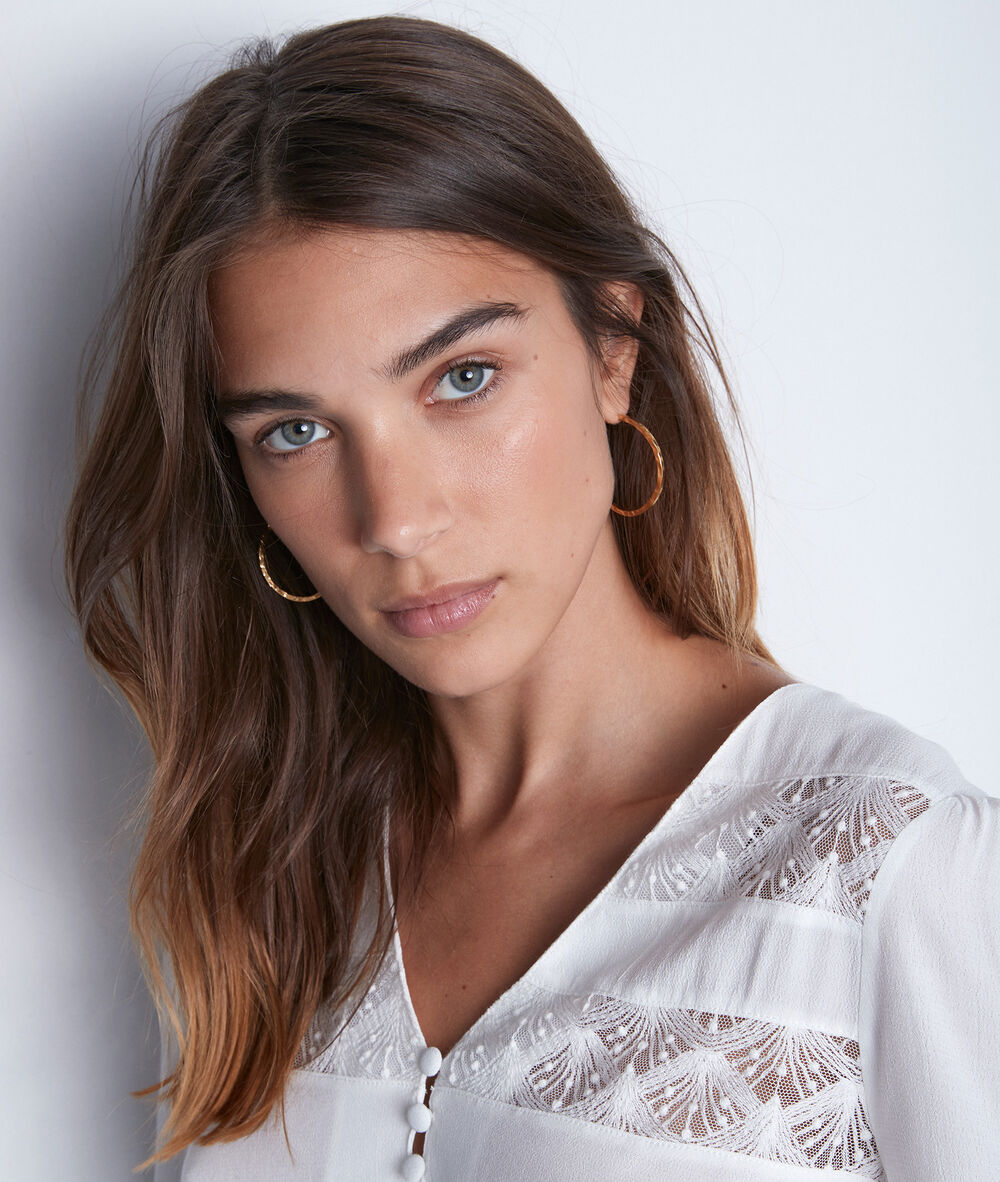 Will ecru lace dual-fabric top ecru.