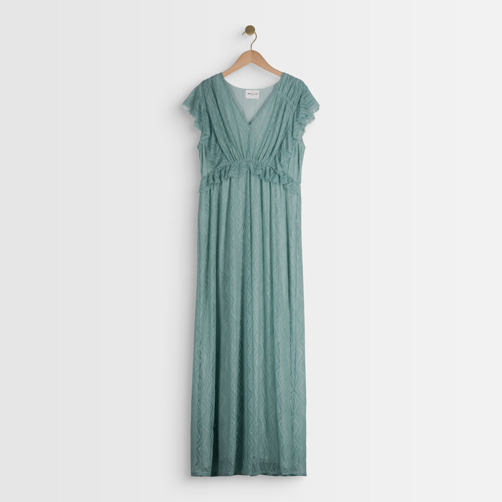 Nora celadon-coloured long lace dress celadon.