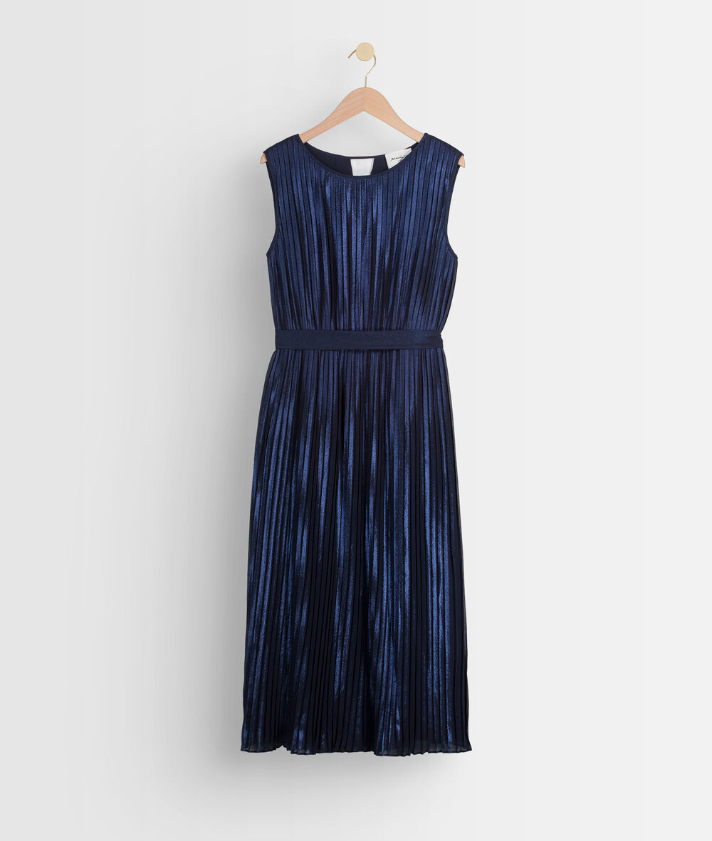 Marlène iridescent navy pleated dress marine.