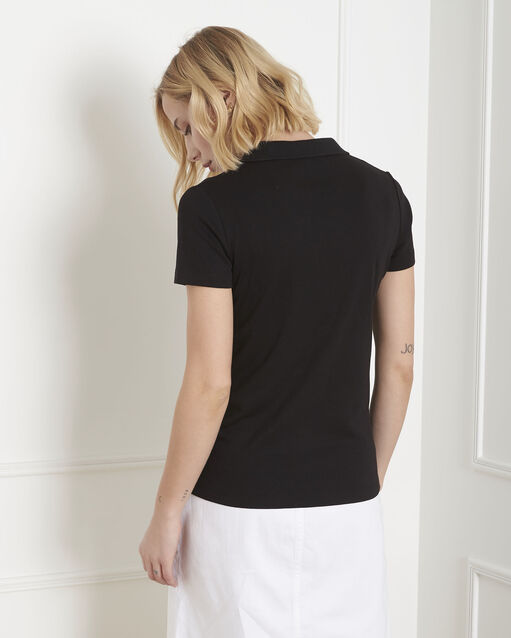 Prudence black t-shirt with polo-shirt neck black.