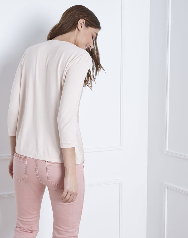 Vanina crossover neckline top bimaterial powdered blouse powder.