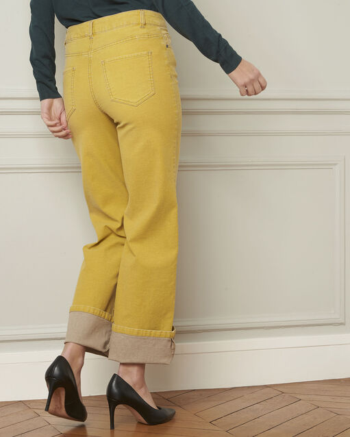 Chica yellow flared cotton jeans aniseed.
