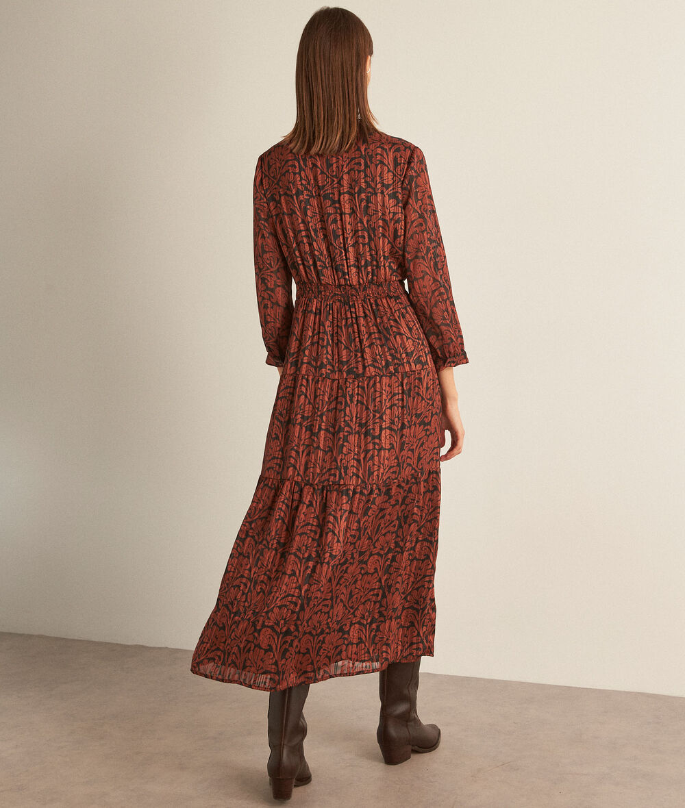 CAROLA brick-coloured printed maxi dress PhotoZ | 1-2-3