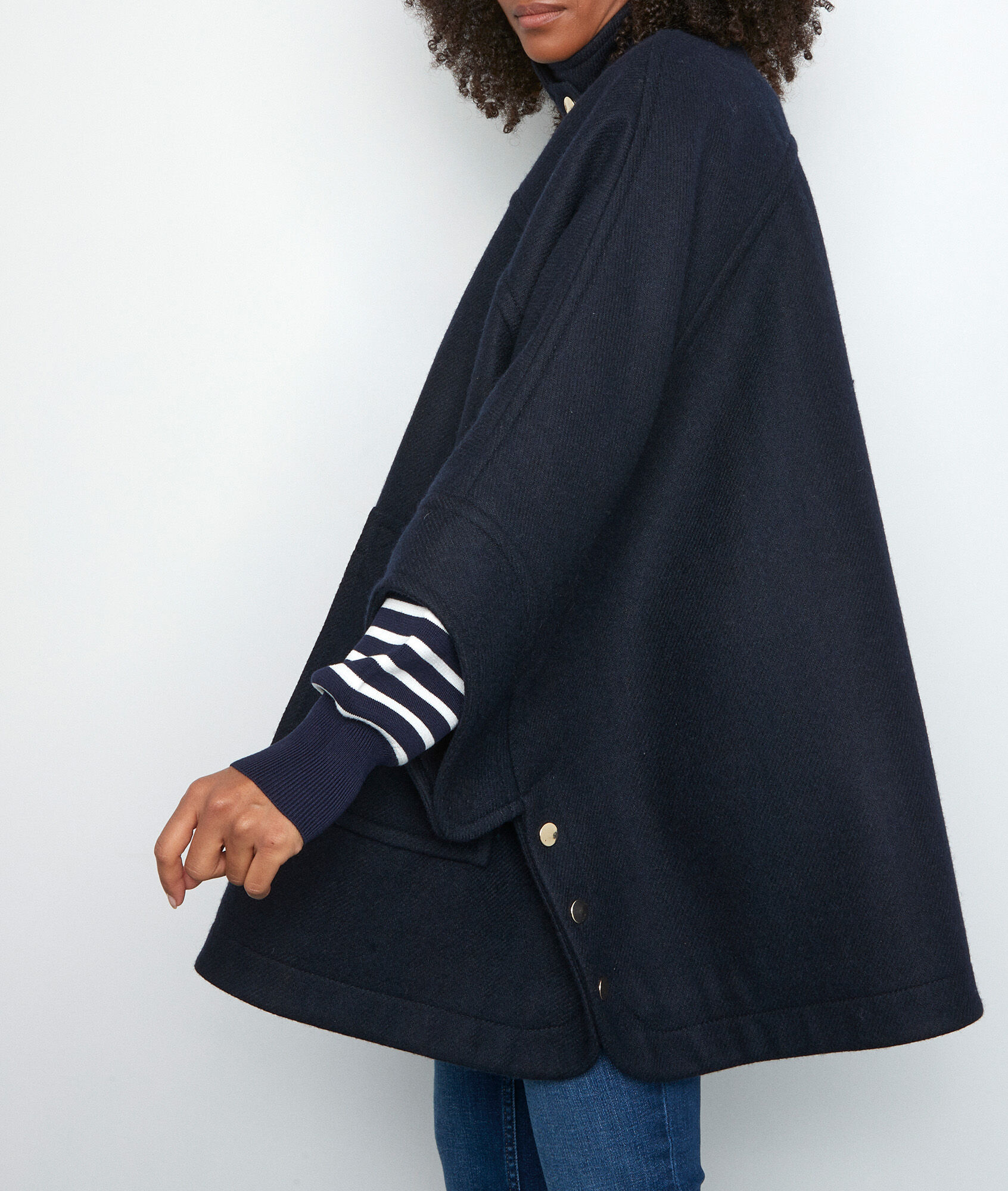navy blue wool cape