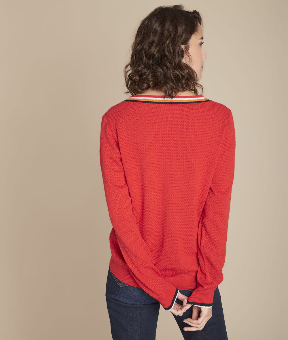 Fly Red Fancy V Neck Pullover Women Maison 123