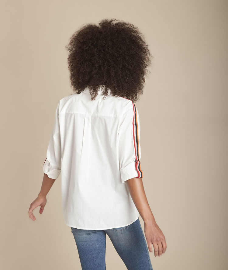 Mauranne white poplin blouse with contrasting braid details white.